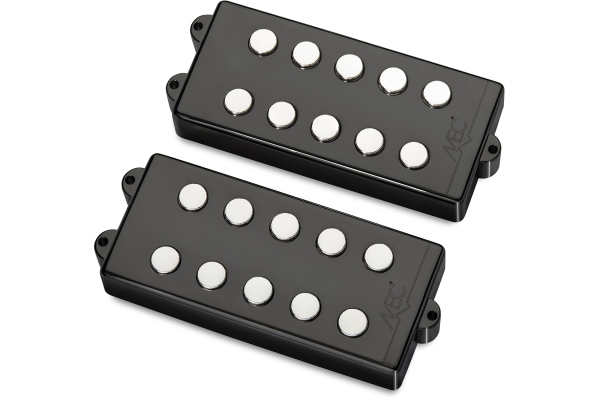 Passive MM-Style Bass Pickup Set, Metal Cover, 5-String - Black Chrome Passive MM-Style Bass Pickup Set, Metal Cover, 5-String - Black Chrome