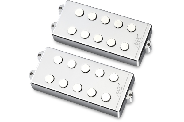 Passive MM-Style Bass Pickup Set, Metal Cover, 5-String - Chrome Passive MM-Style Bass Pickup Set, Metal Cover, 5-String - Chrome