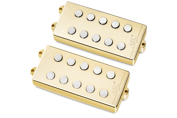 Passive MM-Style Bass Pickup Set, Metal Cover, 5-String - Gold Passive MM-Style Bass Pickup Set, Metal Cover, 5-String - Gold