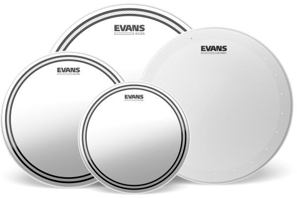 EC2S Clear Rock Pack (10" 12" 16") with 14" HD Dry Snare Batter