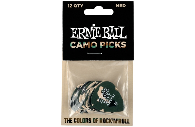 Set de Pene pentru Chitară Ernie Ball Camouflage Cellulose Medium Pack 12