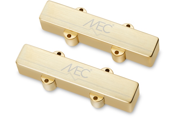 Active J/J-Style Bass Pickup Set, Metal Cover, 5-String - Brushed Gold Active J/J-Style Bass Pickup Set, Metal Cover, 5-String - Brushed Gold
