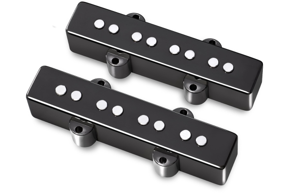 Passive J/J-Style Bass Pickup Set, Metal Cover, Open Pole Pieces, 4-String - Black Chrome Passive J/J-Style Bass Pickup Set, Metal Cover, Open Pole Pieces, 4-String - Black Chrome