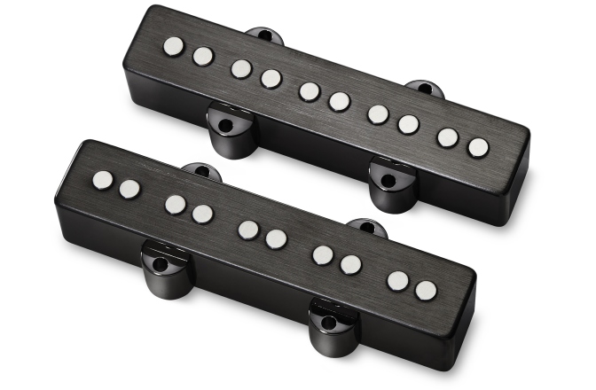 Set doze chitară bas MEC Pickups  Passive J/J-Style Bass Pickup Set, Metal Cover, Open Pole Pieces, 5-String - Brushed Black Chrome