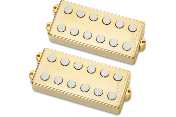 Passive MM-Style Bass Pickup Set, Metal Cover, 6-String - Brushed Gold Passive MM-Style Bass Pickup Set, Metal Cover, 6-String - Brushed Gold