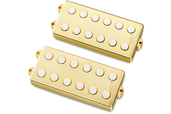 Passive MM-Style Bass Pickup Set, Metal Cover, 6-String - Gold Passive MM-Style Bass Pickup Set, Metal Cover, 6-String - Gold
