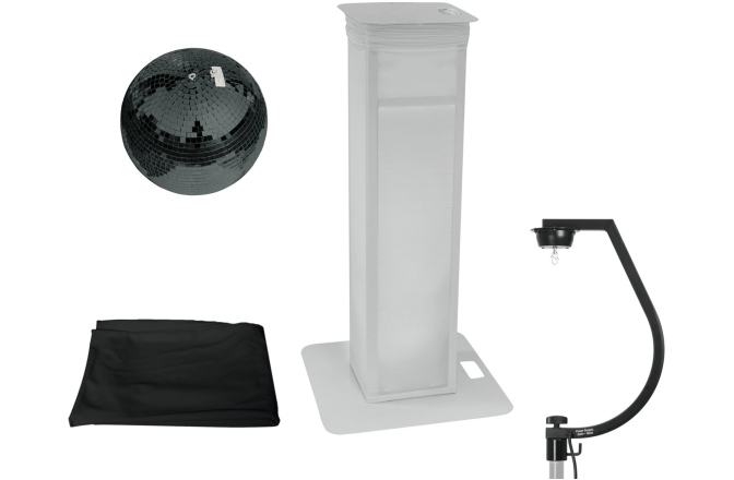 Set glob cu oglinzi Eurolite Set Mirror ball 30cm black with Stage Stand variable + Cover black