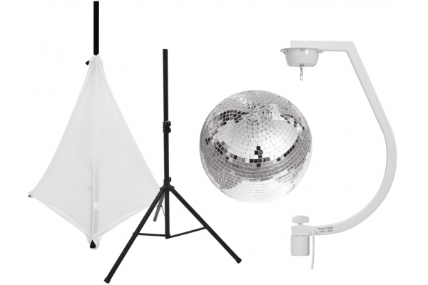 Set Mirror ball 30cm with stand and tripod cover white