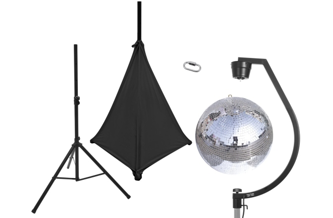 Set glob cu oglinzi Eurolite Set Mirror ball 50cm with stand and tripod cover black