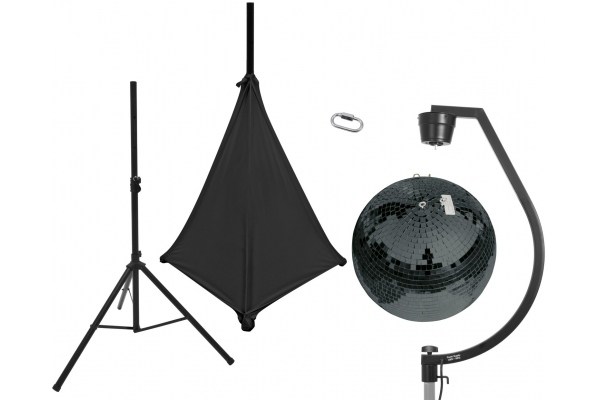 Set Mirror ball 50cm black with stand and tripod cover black