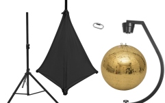 Set glob oglindă Eurolite Set Mirror ball 50cm gold with stand and tripod cover black
