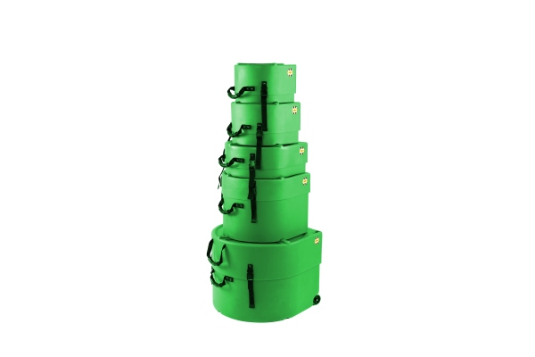 Standard Case Set - 22“ Bass Drum, 12“ Tom, 13“ Tom, 16“ Floor Tom, 14“ Snare Drum - Light Green / fully lined Standard Case Set - 22“ Bass Drum, 12“ Tom, 13“ Tom, 16“ Floor Tom, 14“ Snare Drum - Light Green / fully lined