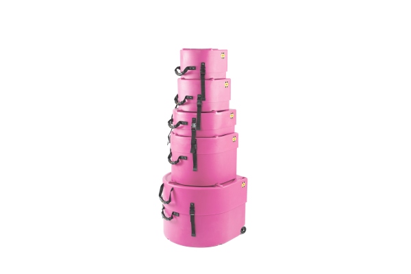 Standard Case Set - 22“ Bass Drum, 12“ Tom, 13“ Tom, 16“ Floor Tom, 14“ Snare Drum - Pink / fully lined Standard Case Set - 22“ Bass Drum, 12“ Tom, 13“ Tom, 16“ Floor Tom, 14“ Snare Drum - Pink / fully lined