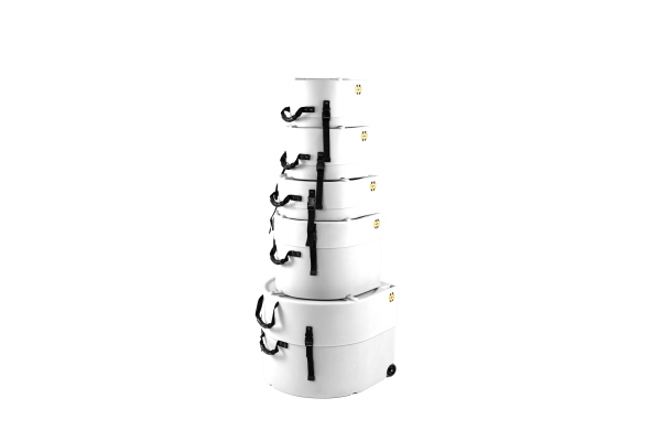Standard Case Set - 22“ Bass Drum, 12“ Tom, 13“ Tom, 16“ Floor Tom, 14“ Snare Drum - White / fully lined Standard Case Set - 22“ Bass Drum, 12“ Tom, 13“ Tom, 16“ Floor Tom, 14“ Snare Drum - White / fully lined