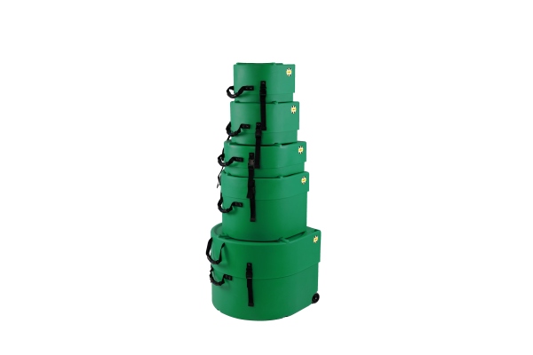 Standard Case Set - 22“ Bass Drum, 12“ Tom, 13“ Tom, 16“ Floor Tom, 14“ Snare Drum - Dark Green / fully lined Standard Case Set - 22“ Bass Drum, 12“ Tom, 13“ Tom, 16“ Floor Tom, 14“ Snare Drum - Dark Green / fully lined