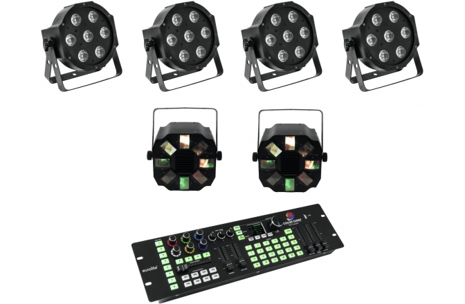 Set lumini Eurolite Set 4x LED SLS-7 HCL Floor + 2x LED FE-700 + DMX LED Color Chief Controller