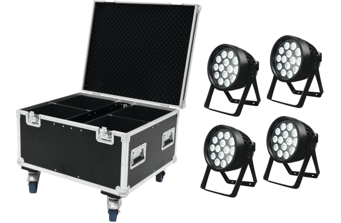Set lumini LED IP PAR Eurolite Set 4x LED IP PAR 14x8W QCL + Case