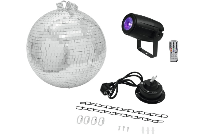 Set lumini și accesorii Disco  Eurolite Mirror Ball 30cm with motor + LED PST-5 QCL Spot bk