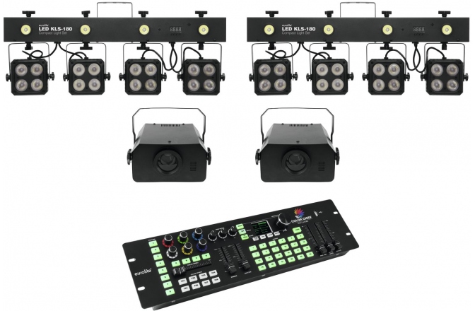 Set lumini și controler DMX Eurolite Set 2x LED KLS-180 + 2x LED WF-40 + DMX LED Color Chief Controller
