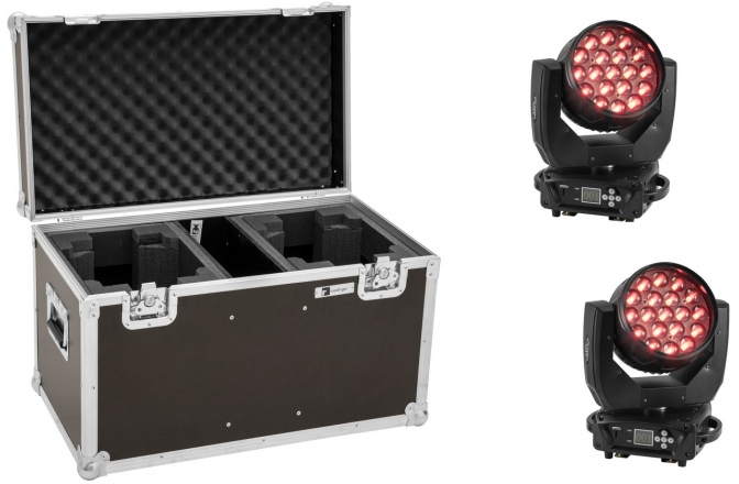 Set lumini tip WASH Eurolite Set 2x LED TMH-X4 Moving-Head Wash Zoom + Case