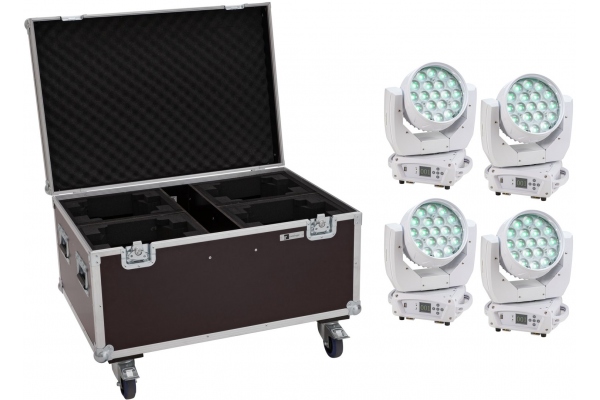Set 2x LED TMH-X4 Moving-Head Wash Zoom ws + Case with wheels