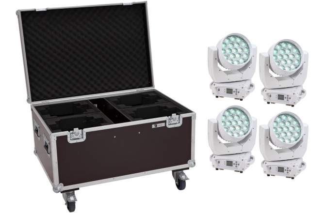 Set Moving head Eurolite Set 2x LED TMH-X4 Moving-Head Wash Zoom ws + Case with wheels