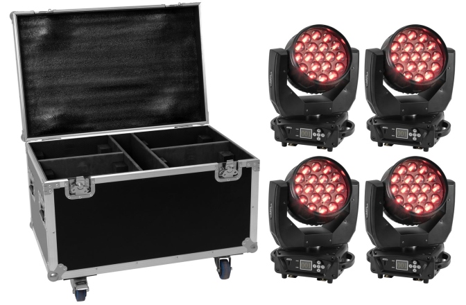 Set Moving Head Eurolite Set 4x LED TMH-X4 + Case with wheels