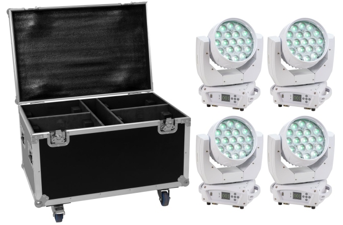 Set Moving Head Eurolite Set 4x LED TMH-X4 white + Case with wheels
