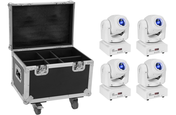 Set Moving-Head-Spot + case Eurolite Set 4x LED TMH-S60 Moving-Head-Spot wh + Case