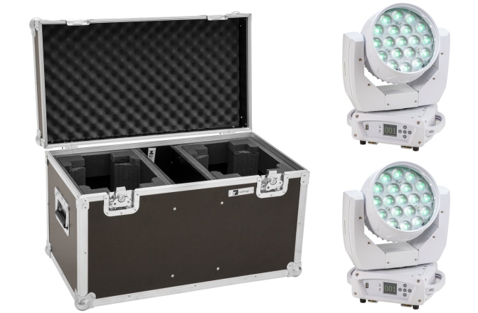 Set Moving-Head Wash + case Eurolite Set 2x LED TMH-X4 Moving-Head Wash Zoom wh + Case