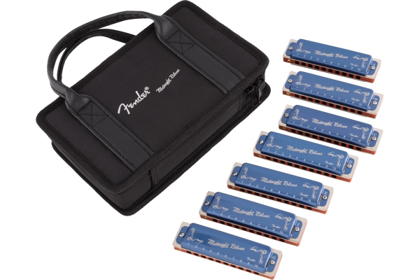 Midnight Blues Harmonica Pack of 7 with Case