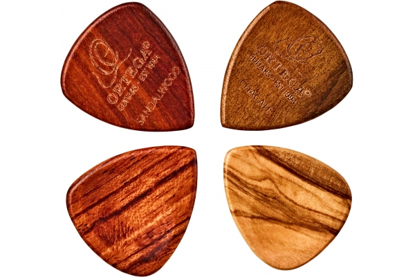 wood picks assortment - 4pc pack / olive / padouk / sandel / chacate