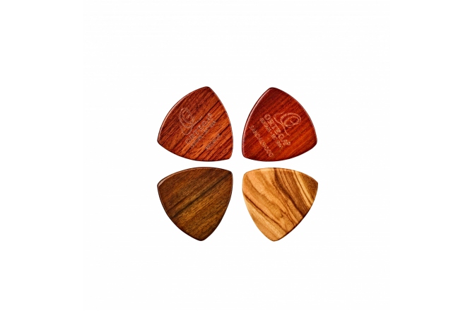 Set pene chitară Ortega wood picks assortment - 4pc pack / olive / padouk / sandel / chacate XL