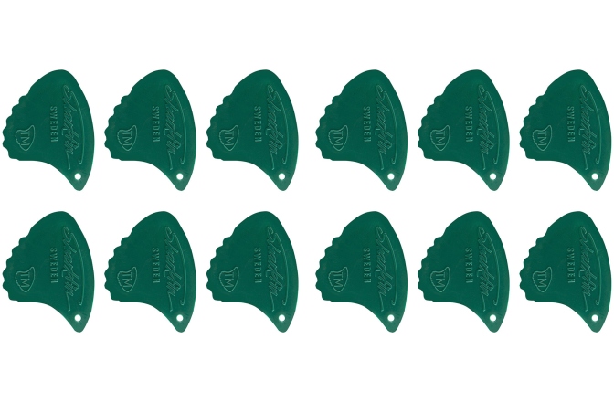 Set pene de chitara Shark Fin  Relief 0,35 mm extra soft verde set 12