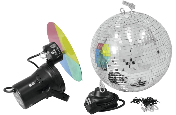 Set Pinspot cu Glob Disco Eurolite Mirror Ball Set 30cm with Pinspot