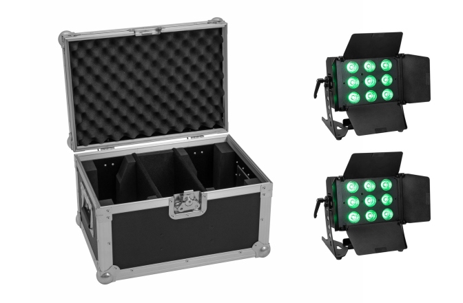 Set proiectoare LED Eurolite Set 2x LED CLS-9 QCL RGB/WW 9x7W + Case