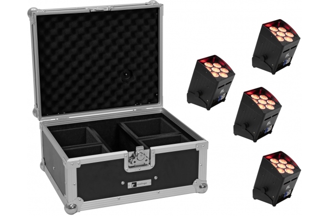 Set proiectoare LED Eurolite Set 4x AKKU UP-7 QCL Spot QuickDMX + Case
