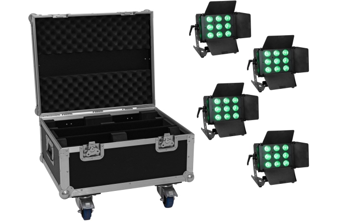 Set proiectoare LED Eurolite Set 4x LED CLS-9 QCL RGB/WW 9x7W + Case