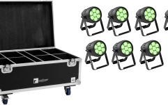 Set spot Eurolite Set 8x LED IP PAR 7x10W RGBL Spot + Case