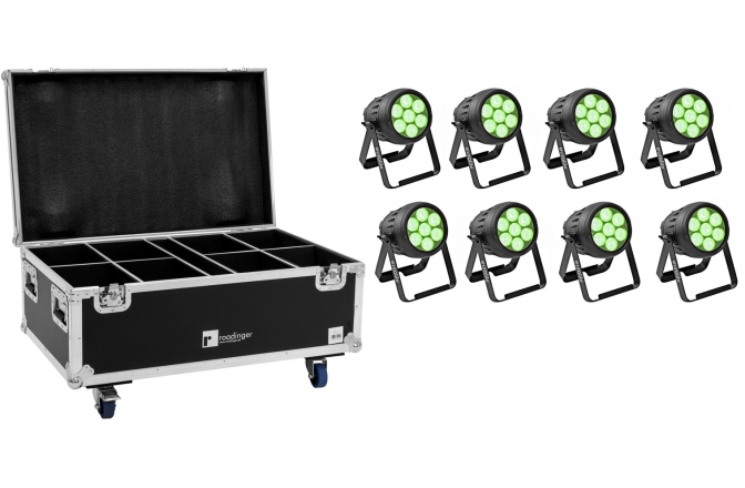 Set spot Eurolite Set 8x LED IP PAR 7x10W RGBL Spot + Case