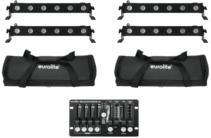Set Spotlight Eurolite Set 4x LED BAR-6 QCL RGBW + 2x Soft Bag + Controller