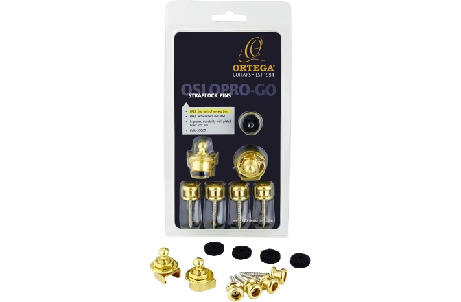Set strap lock Ortega Strap Lock Pin Pro Version Gold - Inclusive FREE pair of screws/pins