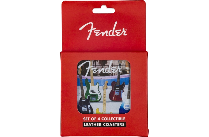 Set Suport de Pahare Fender Guitars Coasters 4-Pack Multi-Color Leather