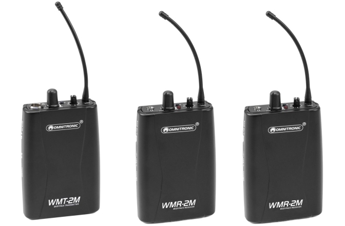 Set transmițător-receptor UHF Omnitronic Set WMT-2M UHF Transmitter + 2x WMR-2M UHF Receiver