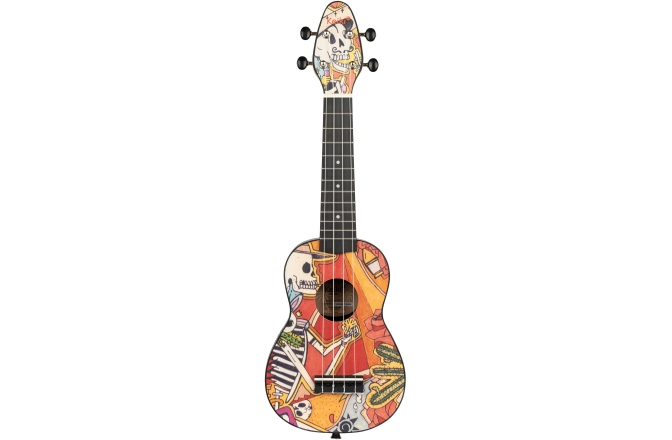 Set ukulele sopran Ortega KEIKI Ukulele Set ''El Muerto" - incl. Gymbag/H-Tuner/5 Picks/Strap