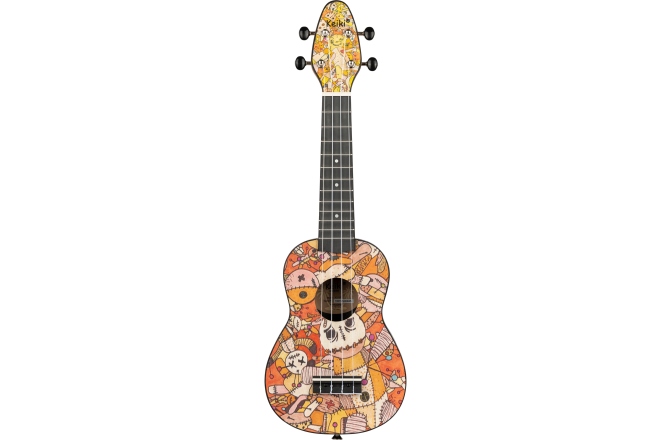 Set ukulele sopran Ortega KEIKI Ukulele Set ''Voodoo Puppet" - incl. Gymbag/H-Tuner/5 Picks/Strap