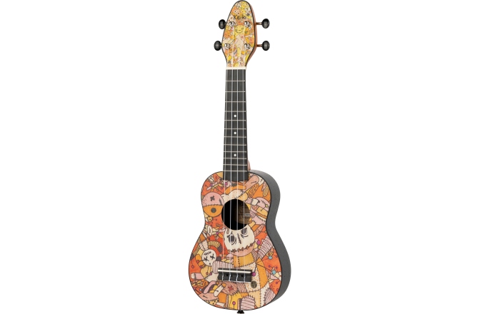 Set ukulele sopran Ortega KEIKI Ukulele Set ''Voodoo Puppet" - incl. Gymbag/H-Tuner/5 Picks/Strap