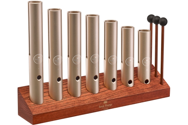 7-piece Wah-Wah Tube Chakra Set, 432 Hz, Champagne gold