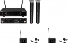 Set wireless de mână Omnitronic Set UHF-E2 Wireless Mic System + 2x BP + 2x Lavalier Mic