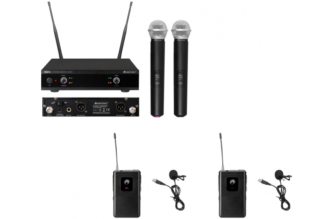 Set wireless de mână Omnitronic Set UHF-E2 Wireless Mic System + 2x BP + 2x Lavalier Mic